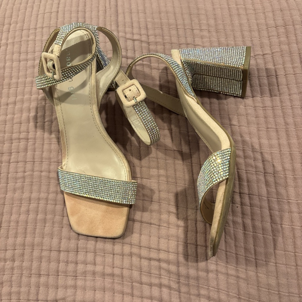 Madden Girl Silver Cream Block Heel Sandals